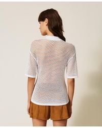 Twinset - Mesh Knit Polo Jumper - Lyst