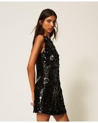 Twinset - Full Sequin Long Dress With Flowers - Lyst