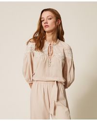 Twinset - Blusa De Muselina Con Macramé - Lyst