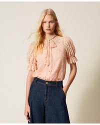 Twinset - Lace Shirt With Bow - Lyst