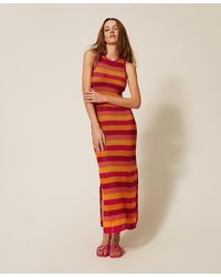 Twinset - Long Striped Knit Dress - Lyst
