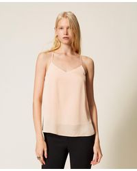 Twinset - Satin Top With Thin Shoulder Straps - Lyst