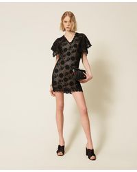 Twinset - Short Floral Knit Dress - Lyst