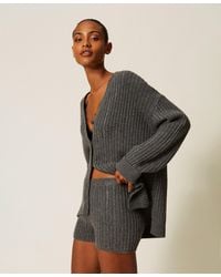Twinset - Wool Blend Knit Shorts With Rhinestones - Lyst
