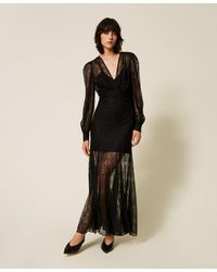 Twinset - Valenciennes Lace Long Dress - Lyst