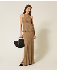 Twinset - Long Linen Knit Skirt With Lurex - Lyst