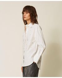 Twinset - Poplin Shirt With Embroidery - Lyst