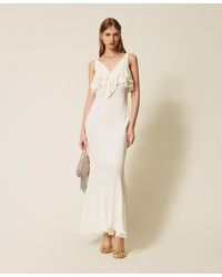 Twinset - Long Crêpe Dress With Flounces - Lyst