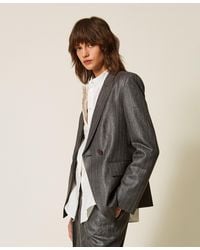 Twinset - Double-Breasted Pinstriped Blazer - Lyst