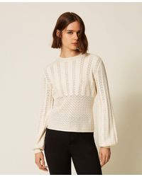 Twinset - Crew Neck Punched Knit Jumper - Lyst