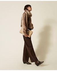 Twinset - Faux Fur Jacket With Fadeout Print - Lyst
