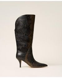 Twinset - Python Print High Leather Boots - Lyst