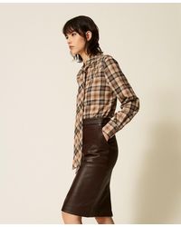 Twinset - Tartan Flannel Shirt With Embroidery - Lyst