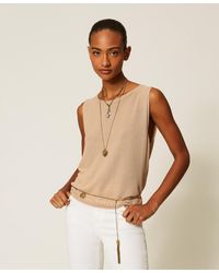 Twinset - Knit Top With Fringes - Lyst