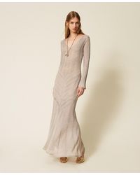 Twinset - Long Knit Dress With Lurex - Lyst