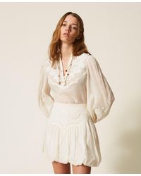 Twinset - Ramie Blouse With Embroidery - Lyst