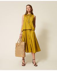 Twinset - Long Poplin Skirt With Buttons - Lyst