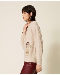 Twinset - Crew Neck Wool Jumper With Floral Embroidery - Lyst