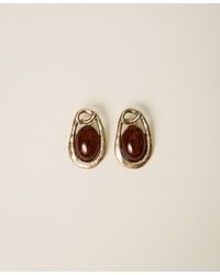 Twinset - Animal Print Cabochon Earrings, "Aged Coppery Brass" - Lyst