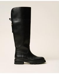 Twinset - High Leather Boots With Strap - Lyst