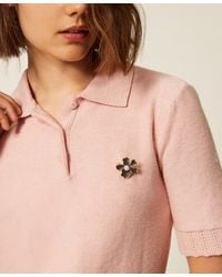 Twinset - Polo Shirt With Brooch - Lyst