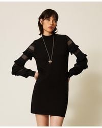 Twinset - Short Mesh Knit Dress With Ruffles - Lyst