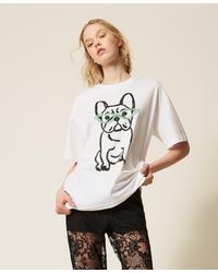Twinset - Myfo Oversize T-Shirt With Print And Embroidery - Lyst