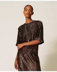 Twinset - Sequin Crew Neck Blouse - Lyst