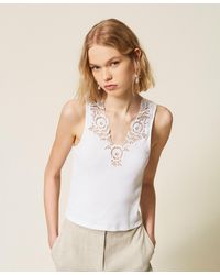 Twinset - Ribbed Top With Lace - Lyst
