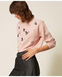 Twinset - Crew Neck Jumper With Embroidery - Lyst