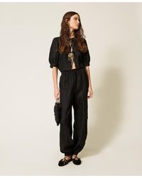 Twinset - Linen And Broderie Anglaise Shirt - Lyst