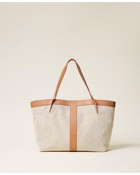 Twinset - Canvas And Leather Shopper Bag - Lyst