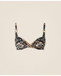 Twinset - Underwired Bikini Top With Print And Rhinestones - Lyst