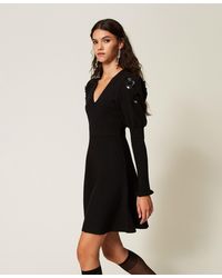 Twinset - Short Knit Dress With Sequin Embroidery - Lyst