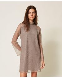 Twinset - Short Lace Dress With Sequins - Lyst