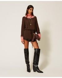 Twinset - Myfo Two-Tone Wool Blend Maxi Jumper - Lyst