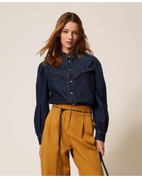 Twinset - Denim Shirt With Ruffles - Lyst