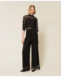 Twinset - Wide Fit Macramé Lace Trousers - Lyst
