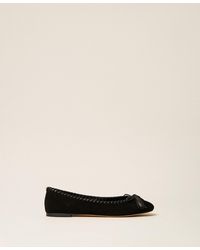 Twinset - Suede Ballet Flats With Bow - Lyst