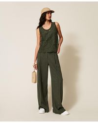 Twinset - Twill Trousers With Studs - Lyst