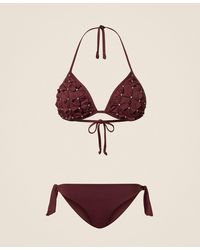 Twinset - Triangle Bikini Top With Embroidery And Thong Bottoms - Lyst