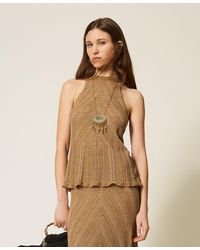 Twinset - Linen Knit Halter Top With Lurex - Lyst