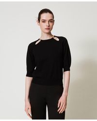 Twinset - Pullover Mit Cut-Outs Und Oval T, Größe - Lyst