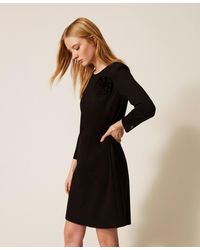 Twinset - Short Dress With Floral Brooch - Lyst