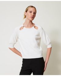 Twinset - Pullover Mit Cut-Outs Und Oval T, Größe - Lyst