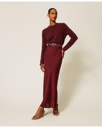 Twinset - Long Satin Skirt With Rhinestones - Lyst
