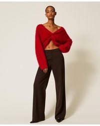 Twinset - Matte Satin Wide Leg Trousers - Lyst