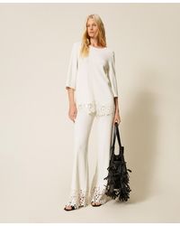 Twinset - Knit Trousers With Lace - Lyst