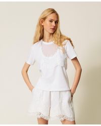 Twinset - Trompe'Oeil T-Shirt With Lace - Lyst