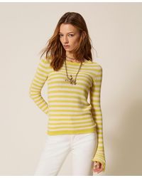 Twinset - Pull Sans Coutures Avec Encolure Ras-Du-Cou Et Rayures Bicolores - Lyst